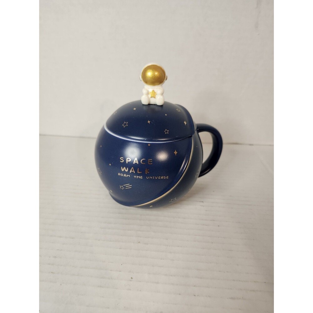 Astronaut Coffee Mug Space Planet Cup Ceramic Travelers Gift Embossed With Lid